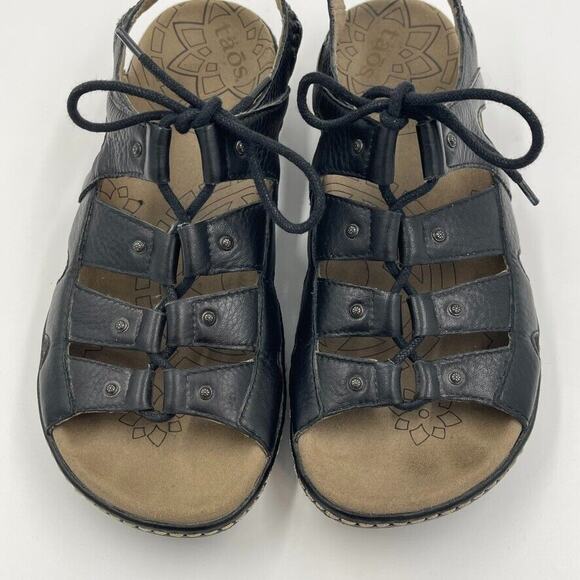 Taos Sandals Women 7 Black Ghilbert Leather Comfort Lace Up Outdoor Active Wedge - Picture 7 of 13